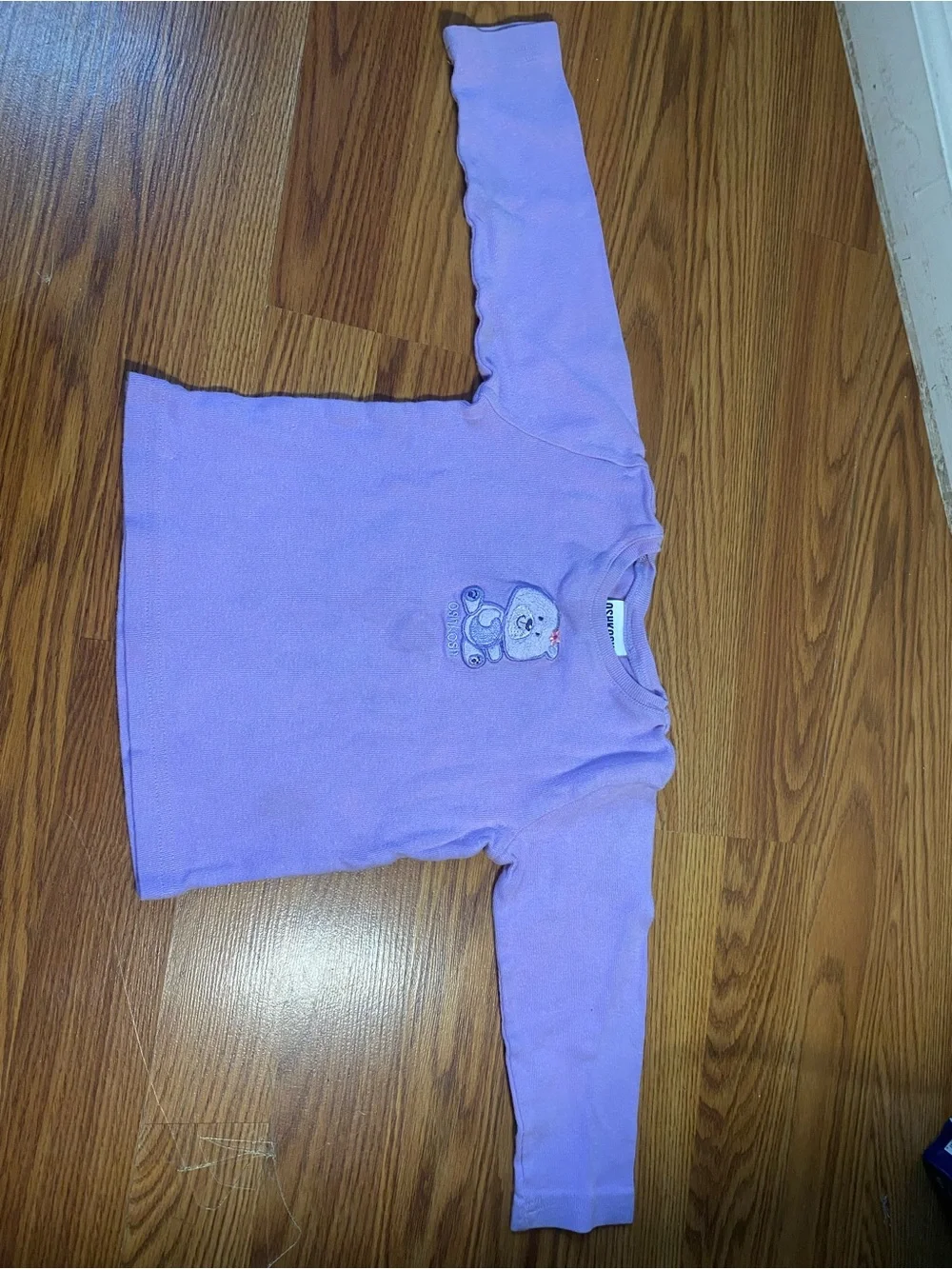 Y2K Children's Lavender Bear Long-Sleeve Top